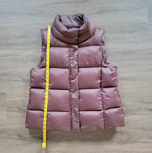 Eileen Fisher Maroon Cassis Recycled Nylon Funnel Neck Vest Size Large - Picture 13 of 14